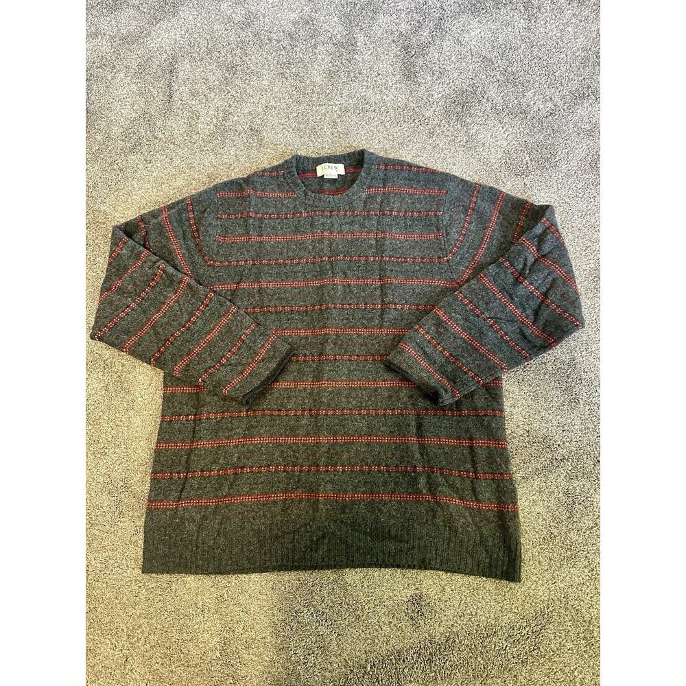 VTG Y2K J Crew Sweater Mens XL Striped Lambs Wool Knit Crewneck Academia Preppy